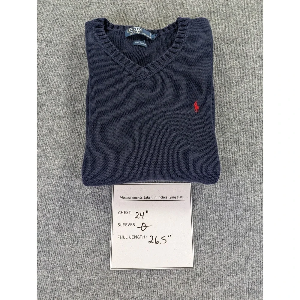 Vintage Y2K Polo Ralph Lauren V Neck Sweater Vest Men's Size XXL Navy Blue